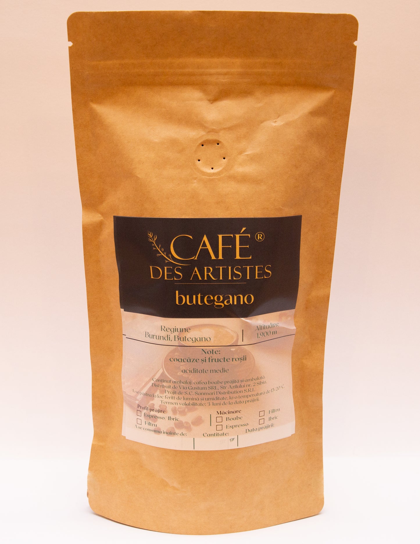 Cafea Boabe Burundi Butegano - Café Des Artistes (250g) - Note Coacăze și Fructe Roșii