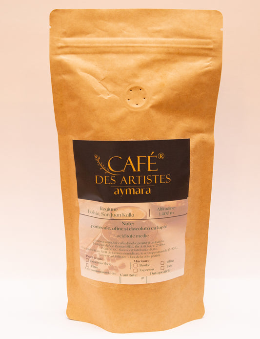 Cafea Boabe Bolivia San Juan K’ello Aymara - Café Des Artistes (250g) - Note Portocale, Afine și Ciocolată cu Lapte